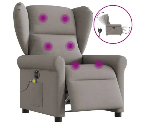 Elektrinis Atlošiamas Masažinis Krėslas, Taupe, Audinys