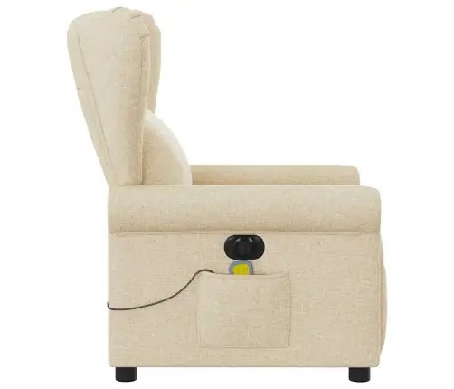 Elektrisks Masāžas Krēsls, Atgāžams, Krēmkrāsas Audums Vidaxl