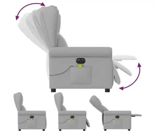 Elektrisks Masāžas Krēsls, Atgāžams, Mākonis Pelēks Audums Vidaxl