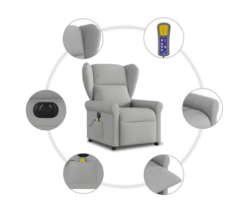 Elektrisks Masāžas Krēsls, Atgāžams, Mākonis Pelēks Audums Vidaxl