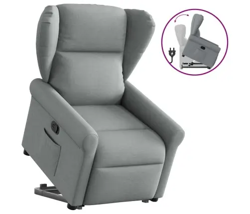 Atpūtas Krēsls, Paceļams, Atgāžams, Gaiši Pelēks Audums Vidaxl