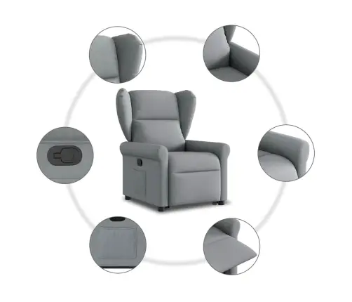 Atpūtas Krēsls, Paceļams, Atgāžams, Gaiši Pelēks Audums Vidaxl