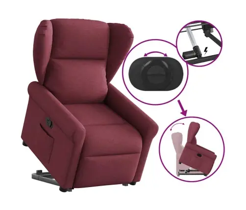 Atsistojantis Atlošiamas Krėslas, Vyno Raudonas, Audinys Atsistojantis Atlošiamas Krėslas, Vyno Raudonas, Audinys