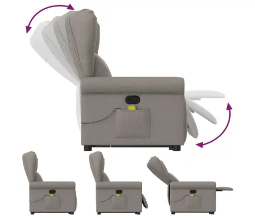 Masāžas Krēsls, Paceļams, Pelēkbrūns Audums Vidaxl