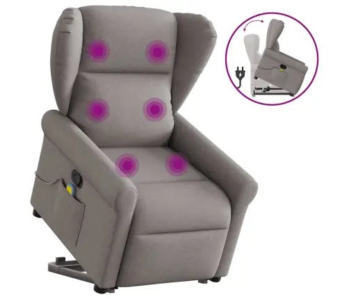 Masāžas Krēsls, Paceļams, Pelēkbrūns Audums Vidaxl