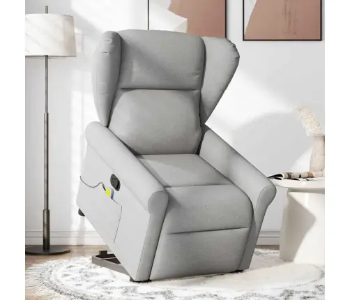 Atsistojantis Masažinis Krėslas, Pilkos Spalvos, Audinys