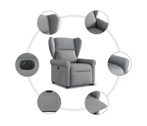 Elektrisks Atpūtas Krēsls Paceļams/Atgāžams Gaiši Pelēks Audums Vidaxl