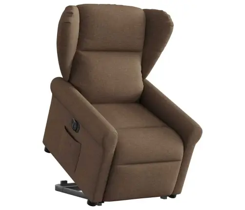 Elektrisks Atpūtas Krēsls, Paceļams, Atgāžams, Brūns Audums Vidaxl