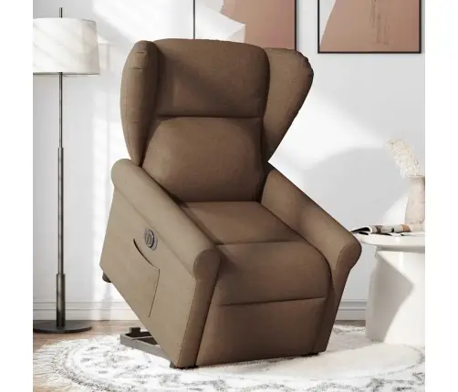 Elektrisks Atpūtas Krēsls, Paceļams, Atgāžams, Brūns Audums Vidaxl