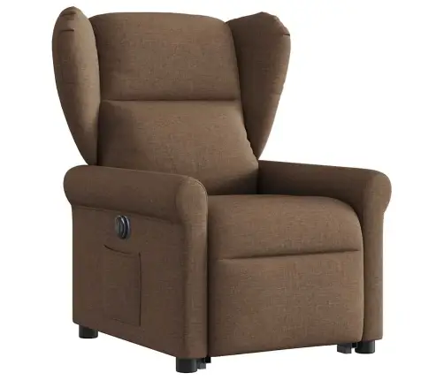 Elektrisks Atpūtas Krēsls, Paceļams, Atgāžams, Brūns Audums Vidaxl