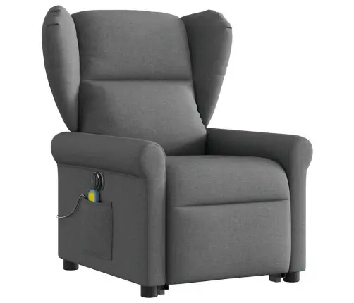 Elektrisks Masāžas Krēsls, Paceļams, Atgāžams, Pelēks Audums Vidaxl