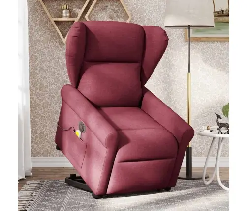 Elektrisks Masāžas Krēsls, Paceļams/Atgāžams, Vīnsarkans Audums Vidaxl