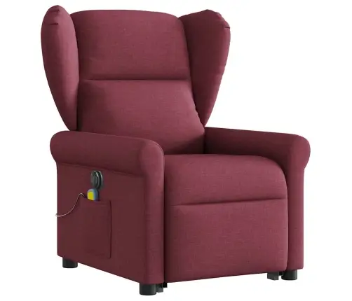 Elektrisks Masāžas Krēsls, Paceļams/Atgāžams, Vīnsarkans Audums Vidaxl