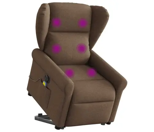 Atsistojantis Elektrinis Masažinis Krėslas, Rudas, Audinys