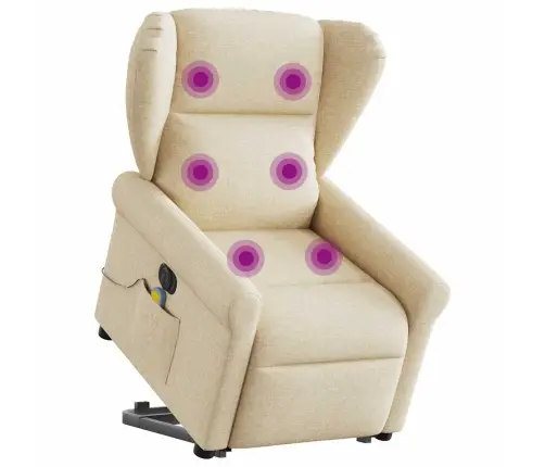 Elektrisks Masāžas Krēsls, Paceļams, Krēmkrāsas Audums Vidaxl