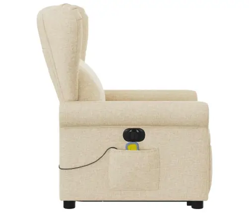 Elektrisks Masāžas Krēsls, Paceļams, Krēmkrāsas Audums Vidaxl