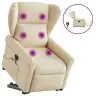 Elektrisks Masāžas Krēsls, Paceļams, Krēmkrāsas Audums Vidaxl