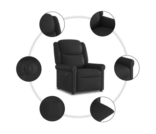Elektrisks Atpūtas Krēsls, Atgāžams, Spīdīgi Melna Mākslīgā Āda Vidaxl