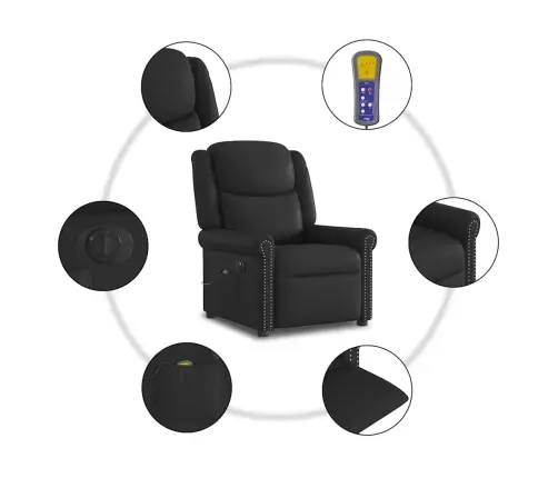 Elektriskais Masāžas Krēsls, Spīdīgs Melns Mākslīgās Ādas Vidaxl