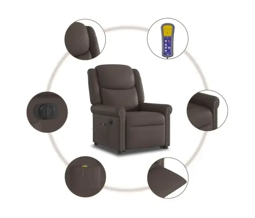 Elektriline Püstitõusmist Toetav Massaažitool, Pruun, Kunstnahk