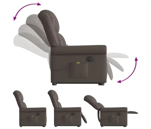 Elektriline Püstitõusmist Toetav Massaažitool, Pruun, Kunstnahk