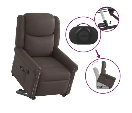 Elektriline Püstitõusmist Toetav Massaažitool, Pruun, Kunstnahk