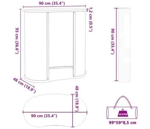 Izstāžu Galds, Saliekams, 90X48X93 Cm, Konstruēts Koks Vidaxl