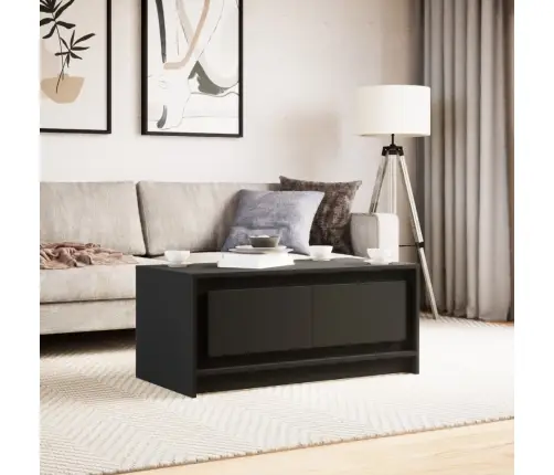 Kafijas Galdiņš Ar Led Gaismām, Melns, Inženierijas Koks Vidaxl