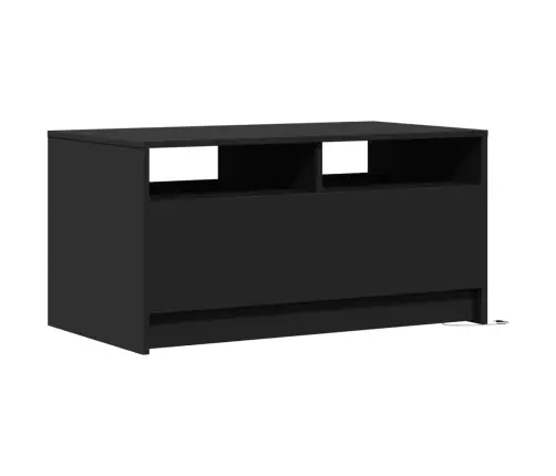 Kafijas Galdiņš Ar Led Gaismām, Melns, Inženierijas Koks Vidaxl