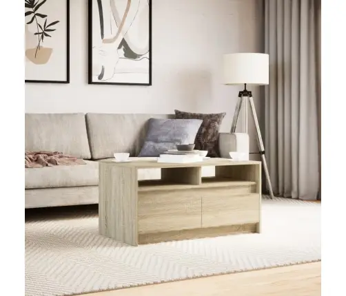 Kafijas Galdiņš Ar Led Gaismām, Ozola Krāsa, Inženierijas Koks Vidaxl