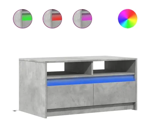 Kafijas Galdiņš Ar Led Gaismām, Pelēks, Inženierijas Koks Vidaxl