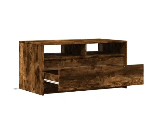 Kafijas Galdiņš Ar Led Gaismām, Ozola Krāsa, Inženierijas Koks Vidaxl