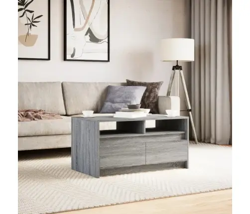 Kafijas Galdiņš Ar Led Gaismām, Pelēka Ozola, Inženierijas Koks Vidaxl