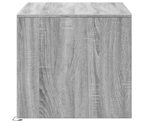 Kafijas Galdiņš Ar Led Gaismām, Pelēka Ozola, Inženierijas Koks Vidaxl