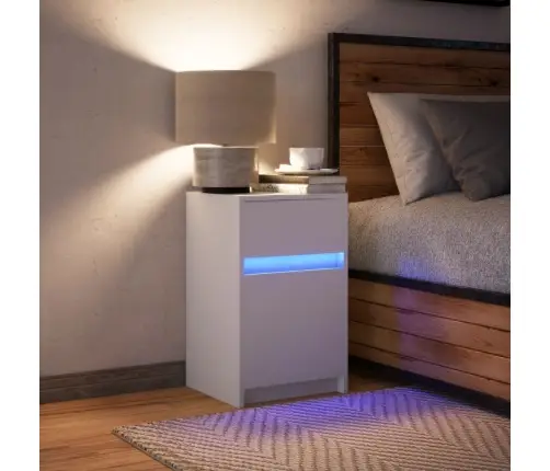 Öökapp Led-Valgustusega, Valge, Tehispuit