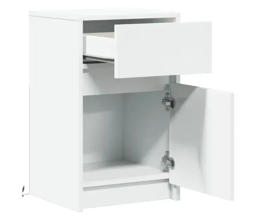 Öökapp Led-Valgustusega, Valge, Tehispuit