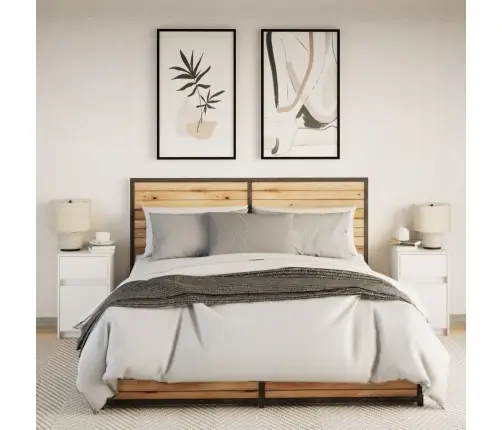 Naktsskapīši Ar Led Lampām, 2 Gab., Balti, Inženierijas Koks Vidaxl