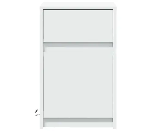 Naktsskapīši Ar Led Lampām, 2 Gab., Balti, Inženierijas Koks Vidaxl