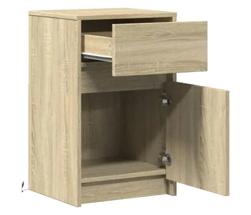 Öökapid Led-Valgustusega, Sonoma Tamm, Tehispuit