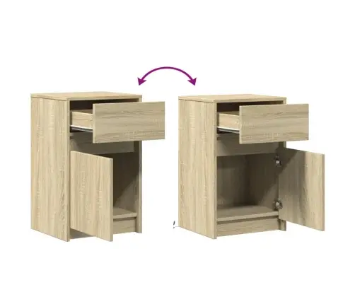 Öökapid Led-Valgustusega, Sonoma Tamm, Tehispuit