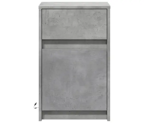 Naktinės Spintelės Su Led Lemputėmis, 2Vnt., Betono, Mediena