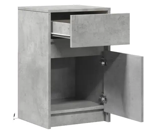 Naktinės Spintelės Su Led Lemputėmis, 2Vnt., Betono, Mediena