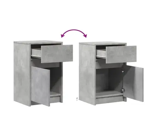 Naktinės Spintelės Su Led Lemputėmis, 2Vnt., Betono, Mediena