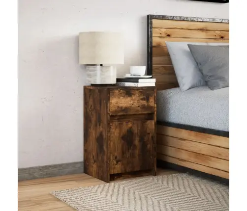 Naktsskapītis Ar Led, Ozolkoka Krāsā, Inženierijas Koks Vidaxl