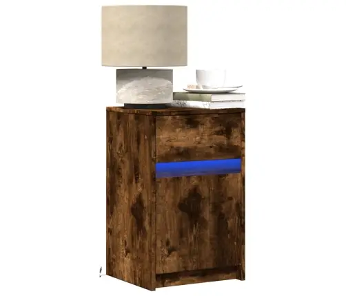 Naktsskapītis Ar Led, Ozolkoka Krāsā, Inženierijas Koks Vidaxl