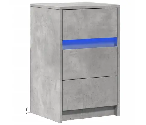Naktsskapītis Ar Led, Betona Pelēki, Inženierijas Koks Vidaxl