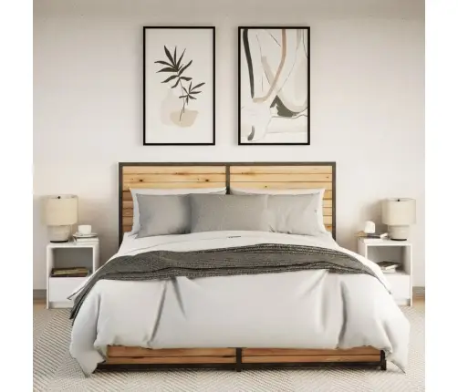 Naktsskapīši Ar Led Lampām, 2 Gab., Balti, Inženierijas Koks Vidaxl