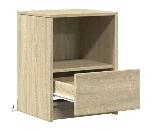 Naktsskapīši Ar Led, 2 Gab., Ozolkoka Krāsā, Inženierijas Koks Vidaxl