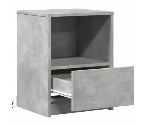Naktsskapītis Ar Led, Betona Pelēki, Inženierijas Koks Vidaxl