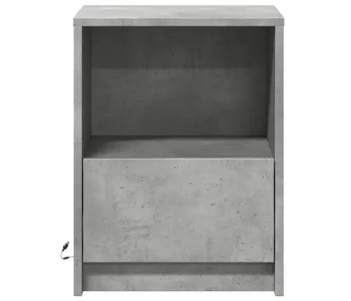 Naktsskapītis Ar Led, Betona Pelēki, Inženierijas Koks Vidaxl